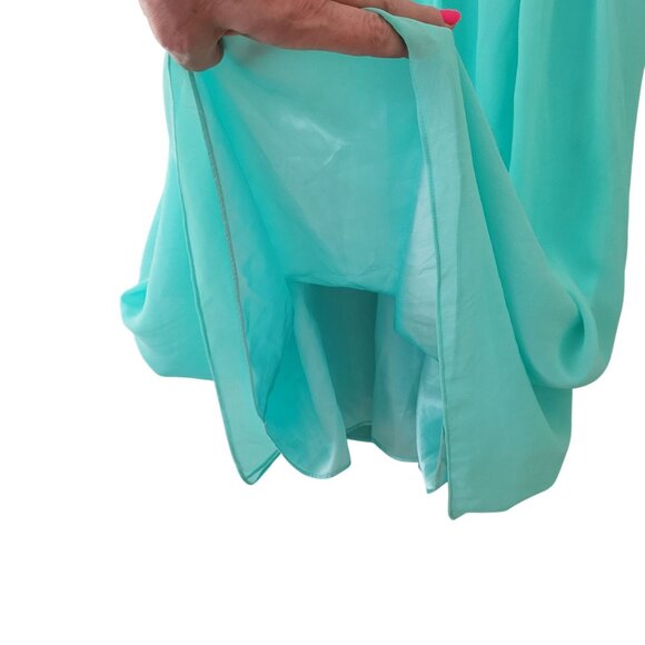 Donna Morgan Collection One-Shoulder Dress Womens Size 12 Teal Pleated Bodice NW - Picture 6 of 7